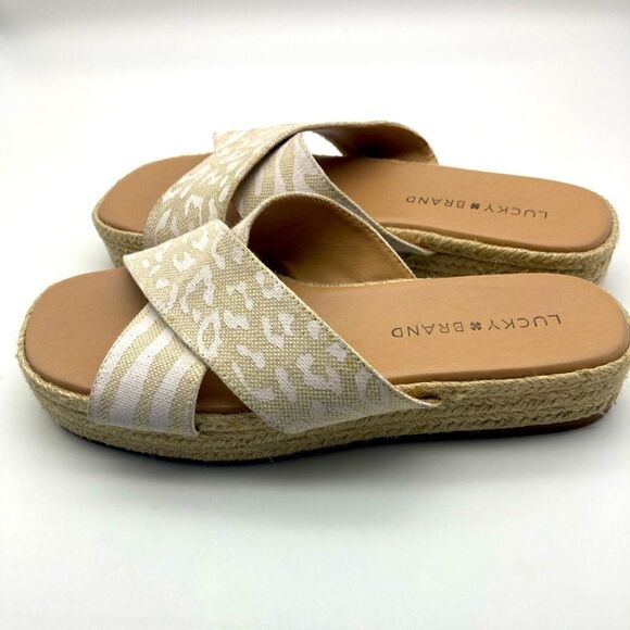 Lucky & Brand Gayte Animal Print Espadrille Sandals Size 6M/36,5 Made in Brazil - Picture 2 of 9